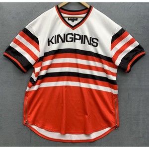 Makobi KINGPINS Jersey EL PATRON 36 Shirt Mens Size 3XL Red Side Zippers Striped